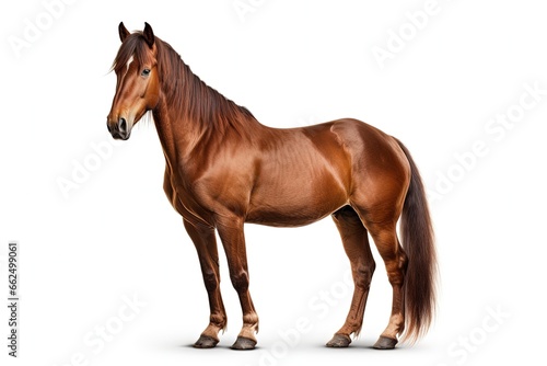 Big horse standing alone on white background
