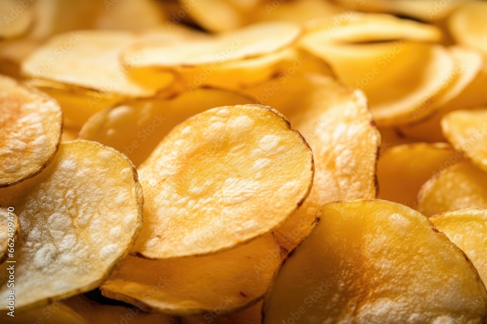 Close up view of a potato chip assortment