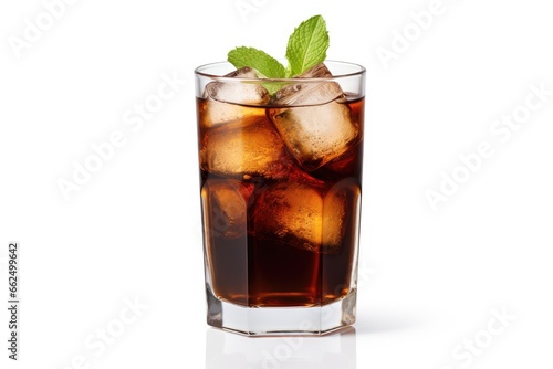 Cuba Libre drink in a glass alone on white surface