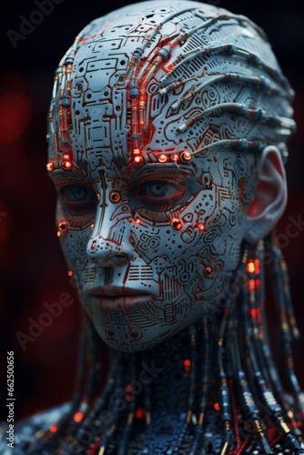 A cybernetic person with artificial intelligence. Generative AI. 
