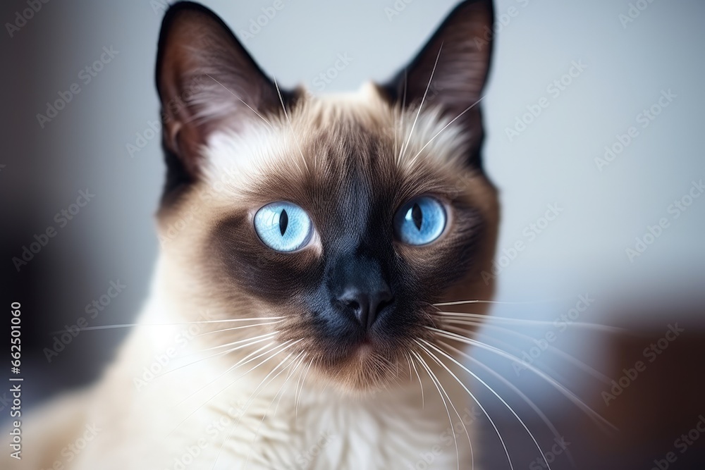 Siamese cat with lovely blue eyes receives good medical attention