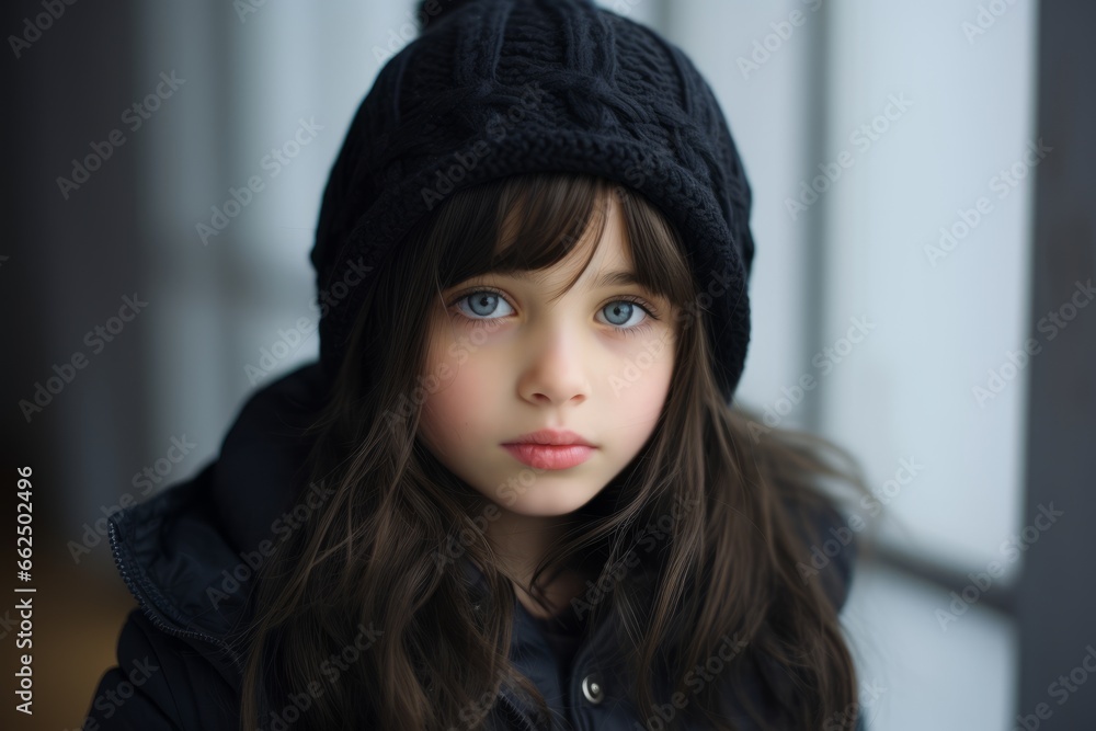 portrait of a beautiful little girl in a black hat and coat portrait of a beautiful little girl in a black hat and coat