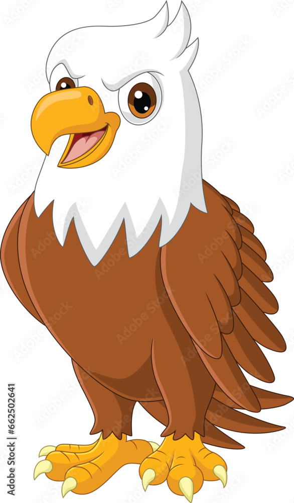 Naklejka premium Cartoon eagle on white background