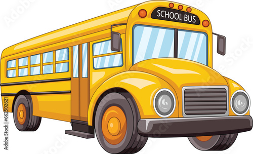 Cartoon school bus on white background