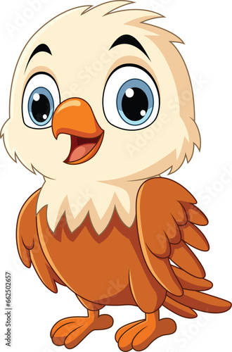 Cartoon little eagle on white background