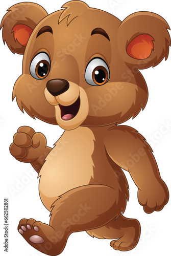 Cartoon funny little bear walking