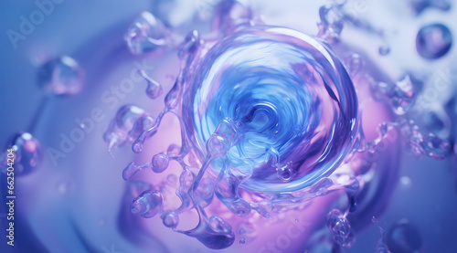 Abstract Liquid Vortex in Shades of Blue, abstract liquid vortex with water droplets shades of blue and purple, creating a visually stunning whirlpool effect