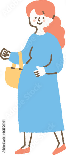 ワンピースを着て買い物に行く妊婦_色