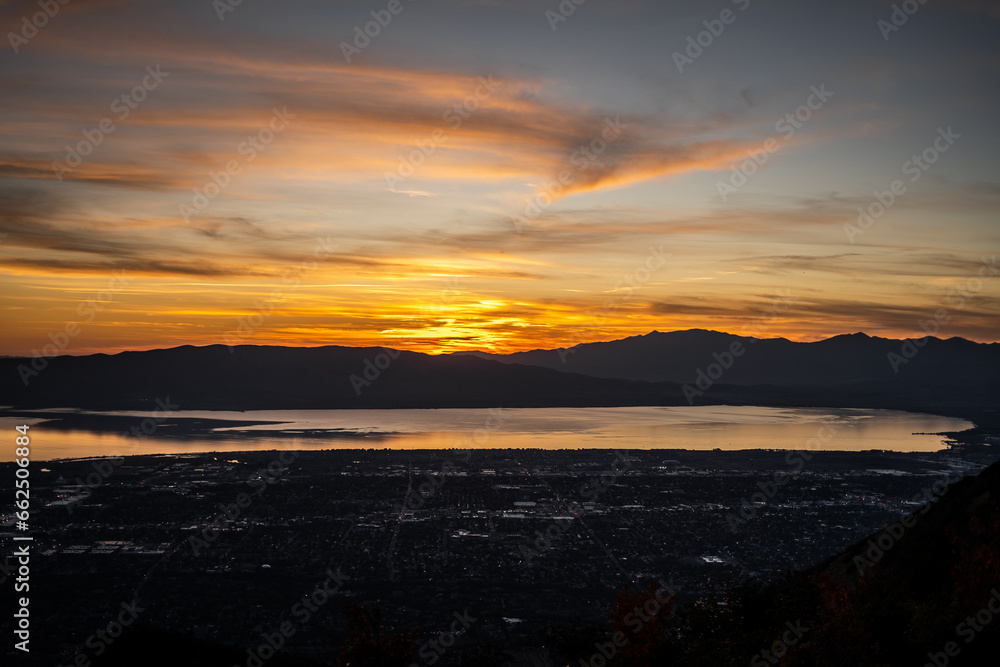 City of Provo Sunset at Dusk Utah Lake City of Provo Sunset at Dusk Utah Lake