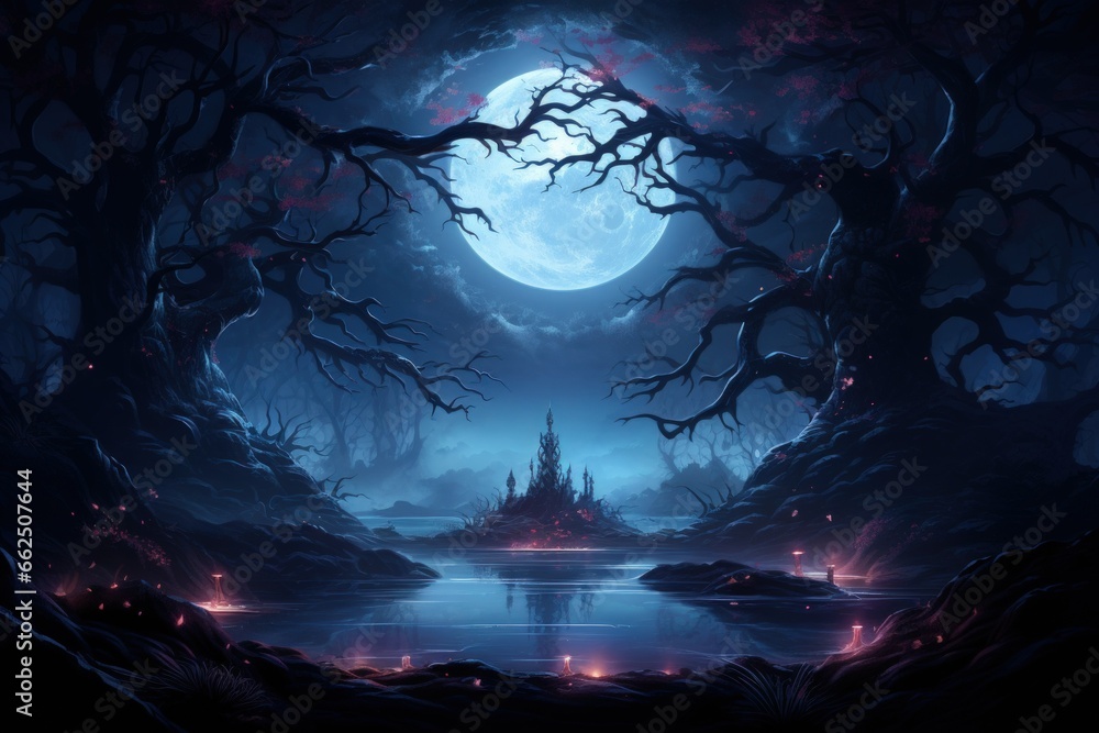 Fototapeta premium Ethereal moonlight sprites, radiating soft glow and granting wishes - Generative AI
