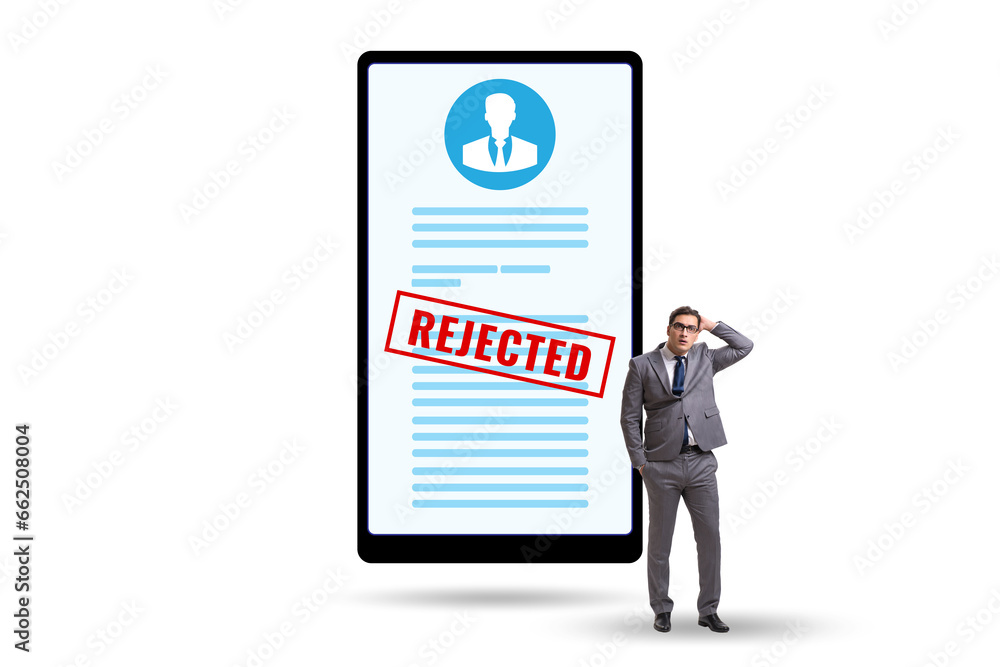 Man receiving rejection notice on his cv Man receiving rejection notice on his cv