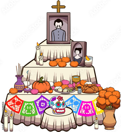 Fotografia Day Of The Dead Altar. Vector illustration with simple gradients.