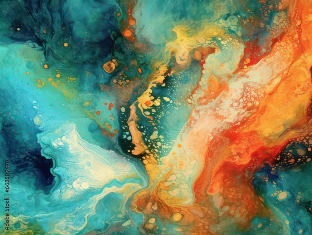 Fototapeta premium Abstract Colorful Liquid Marble Texture, Generative AI