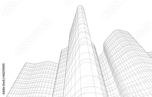 abstract architecture vector 3d drawing