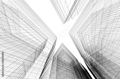 abstract architecture vector 3d drawing