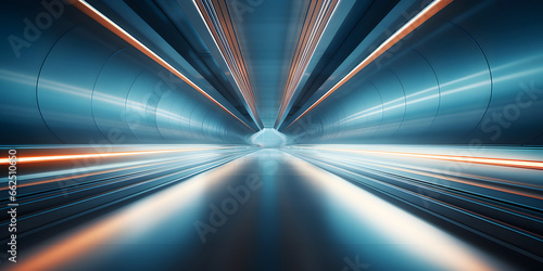 Dark Turquoise Metro Tunnel: Flattened Perspective with Illuminating Lights in Light Gray © MAJGraphics