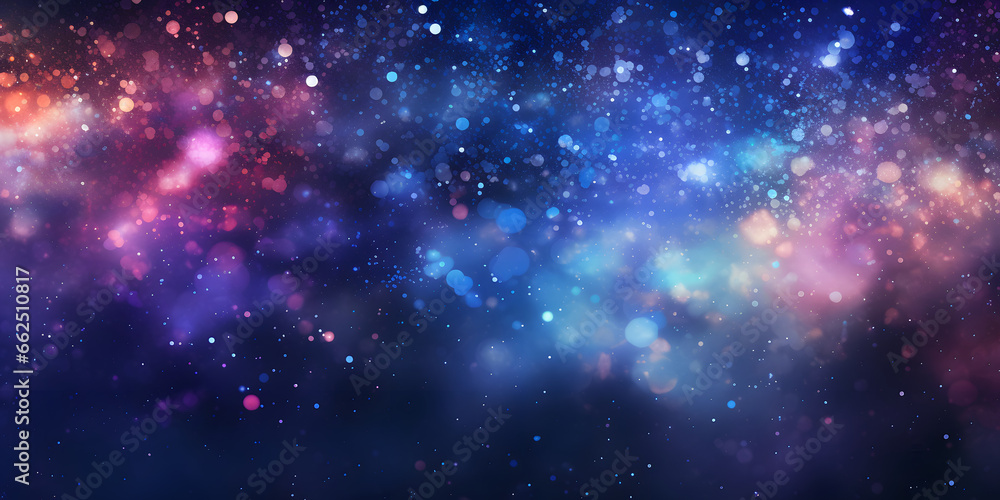 A nebulous starfield stretches across the cosmos, awash with a spectrum of celestial colors cosmic background