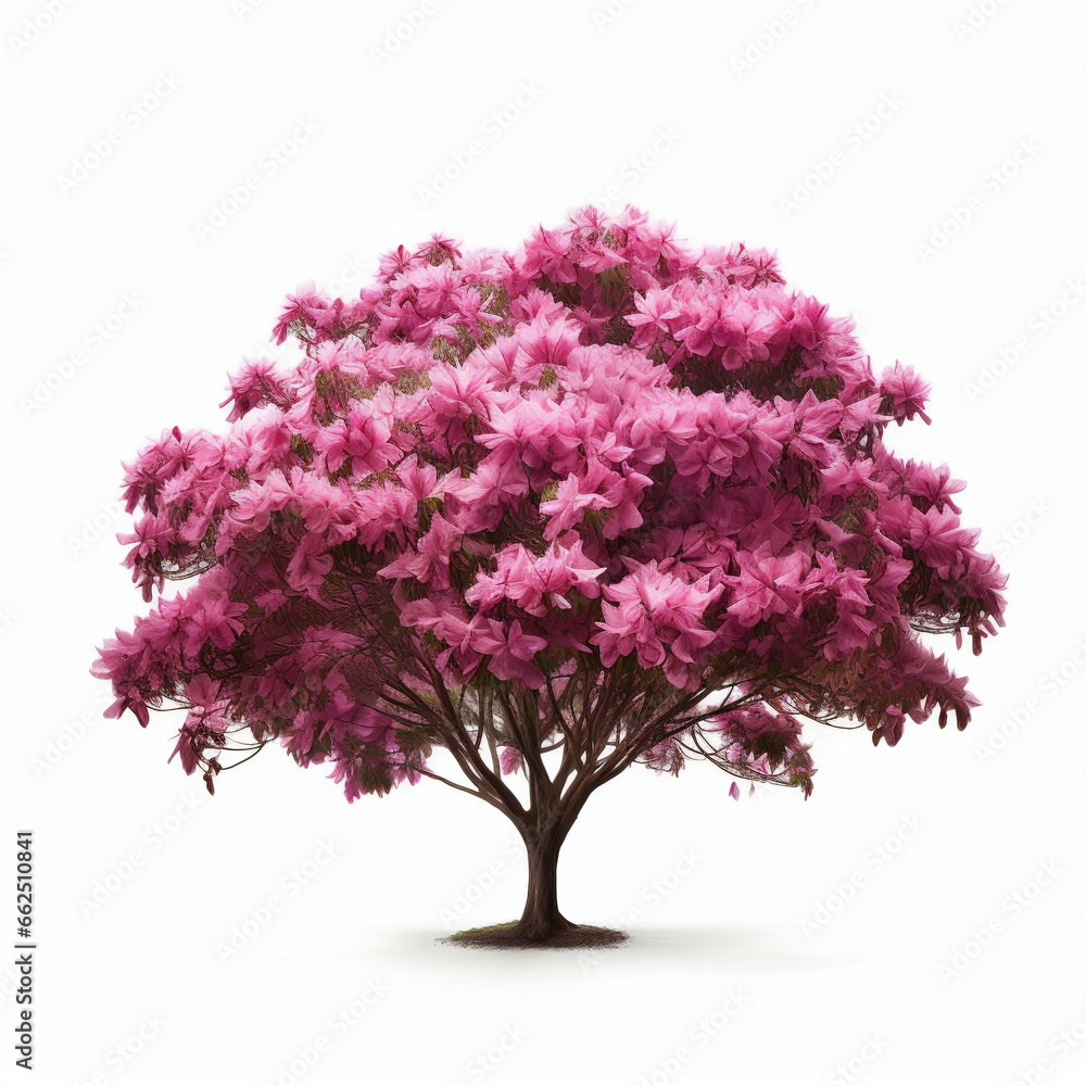 pink tree isolated on white. Generative AI