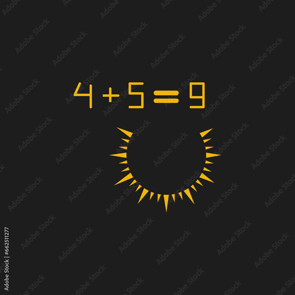 Naklejka premium Vector is 4 + 5 = Lights. Lights indicate intelligence. Smart Math.