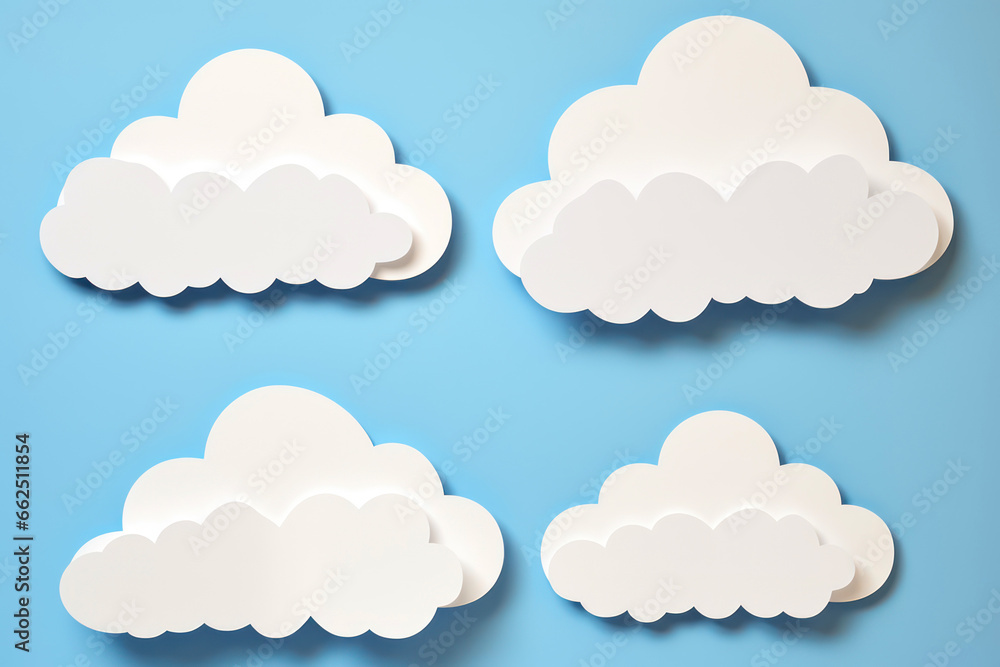 Cloud with blue background, clear sky with clouds, cloudy weather, weather forecast concept, illustration