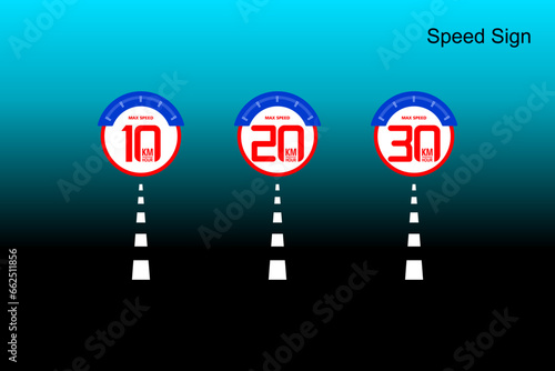 The vectors are the speed signs, 10 kmh, 20 kmh and 30 kmh.