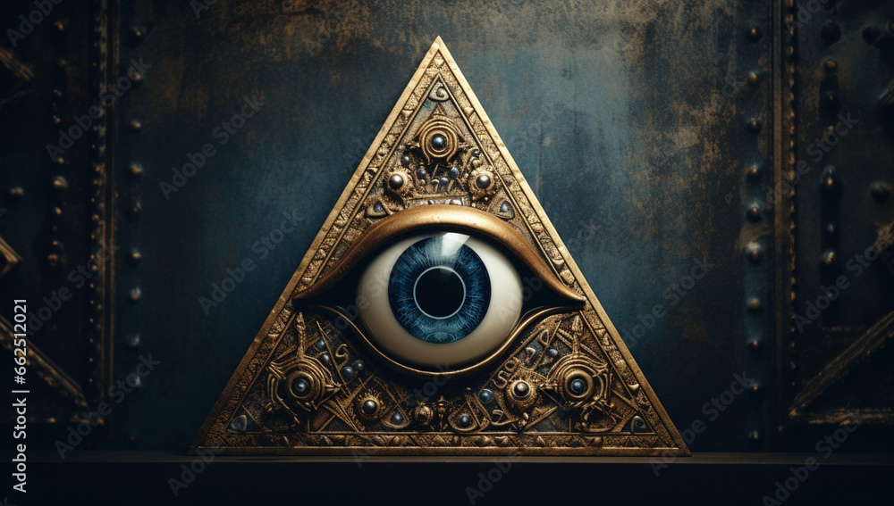 Religion seeing design eye symbol pyramid esoteric magic occult illuminati freemason triangle - obrazy, fototapety, plakaty 
