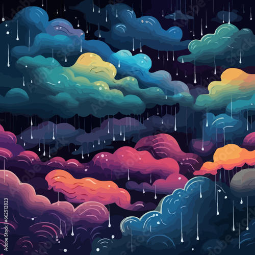 Dramatic lighting in a storm quirky doodle pattern, background, cartoon, vector, whimsical Illustration