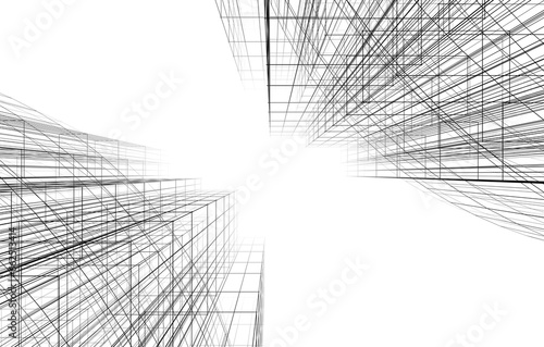Abstract architectural drawing 3d rendering