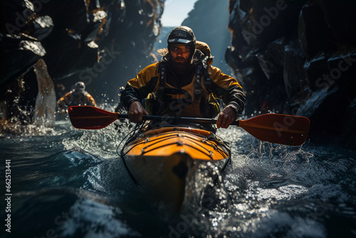 Braving the Torrents: A Kayaker's Odyssey Through Raging Waters © PHOTOVERTICE