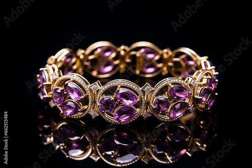 gold ring with purple gems