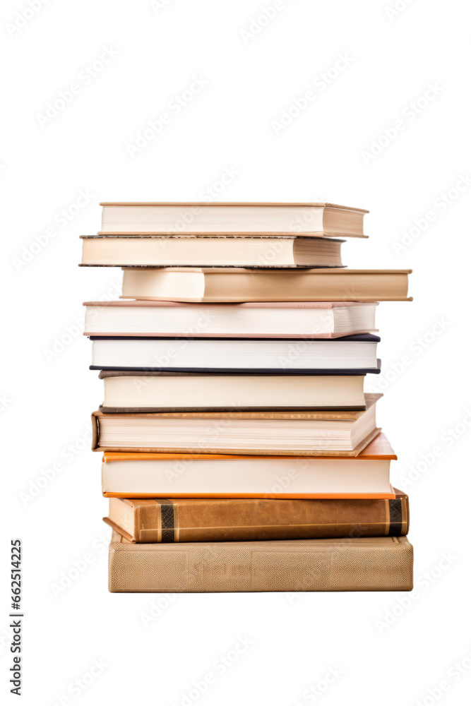 Stack of books stacked together on a transparent white background Stack of books stacked together on a transparent white background