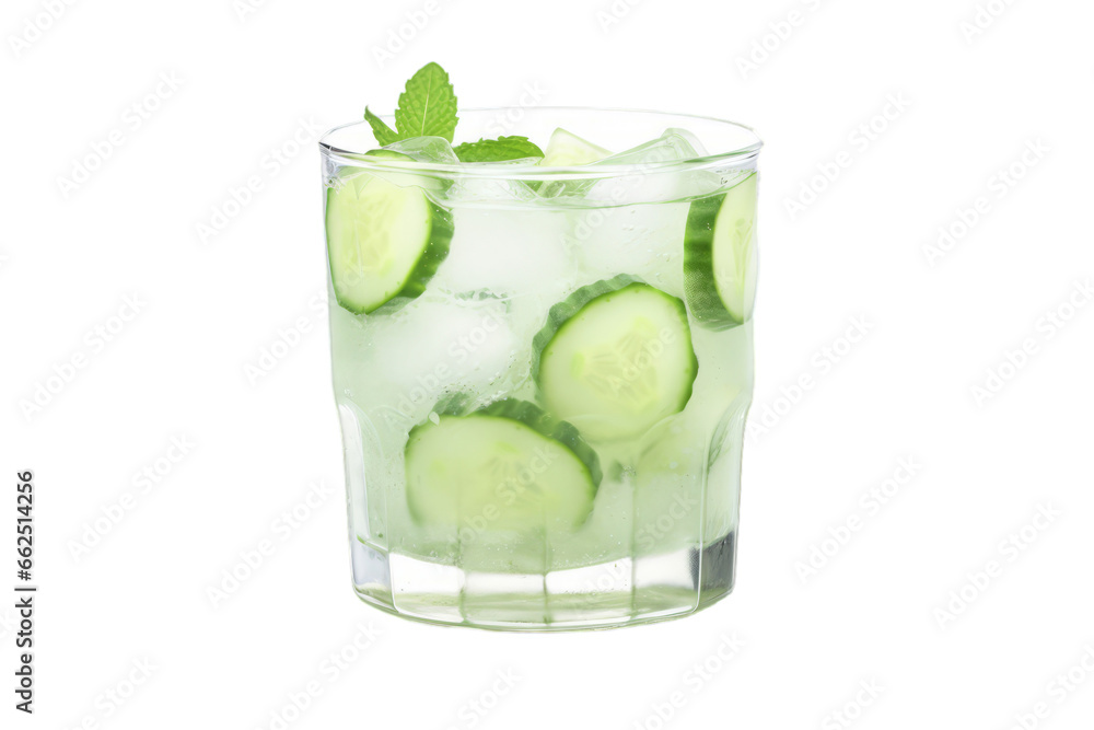 Cup of cucumber juice in a glass on a transparent white background Cup of cucumber juice in a glass on a transparent white background
