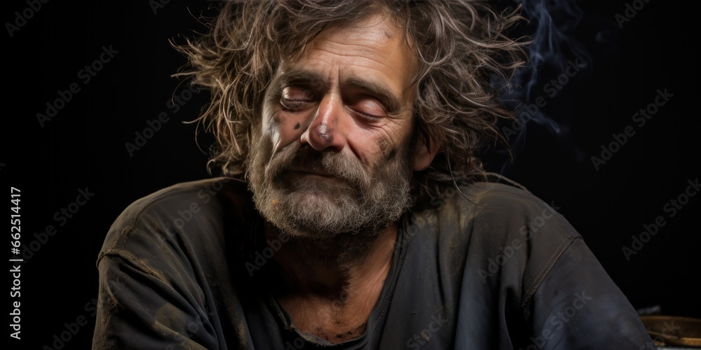 Obraz premium 40 year old man with a terrible hangover, generative AI