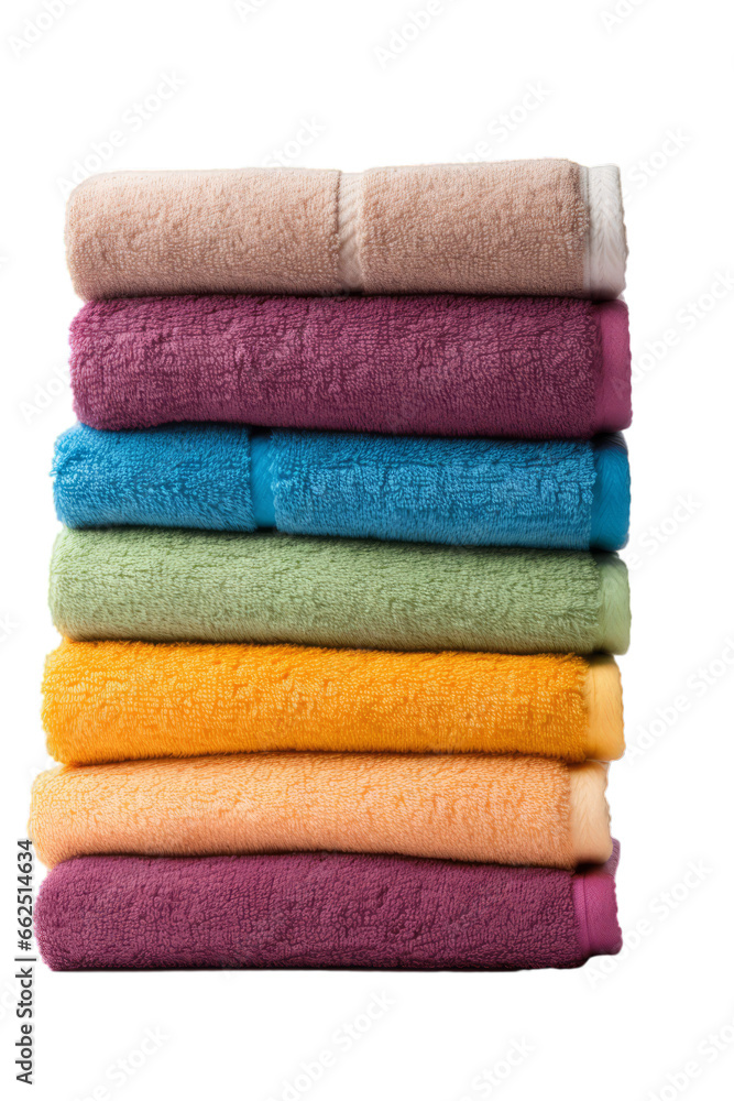 Neatly folded towel on transparent white background Neatly folded towel on transparent white background