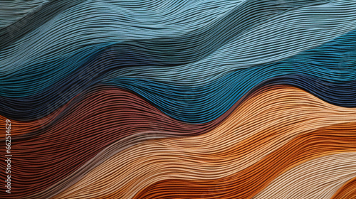 wavy thread background in complimentary blue, tan and brown color palette