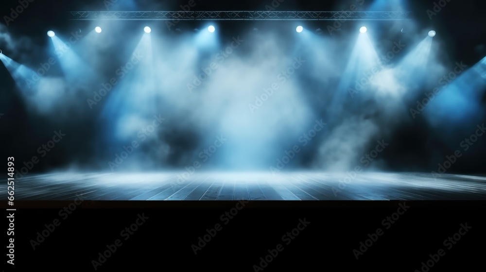 Illuminated stage with scenic lights and smoke UHD wallpaper Stock Photographic Image