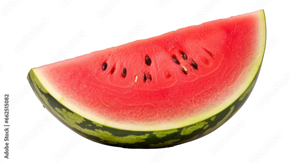 A cut piece of watermelon on a transparent white background A cut piece of watermelon on a transparent white background