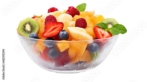 A fruit salad on a transparent white background