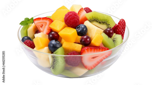 A fruit salad on a transparent white background