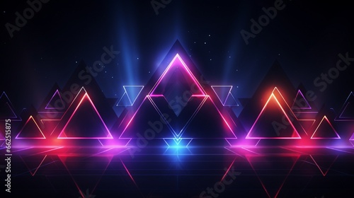 Geometric shapes neon lights wallpaper