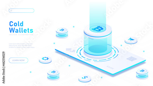 Cold wallet white banner vector concept