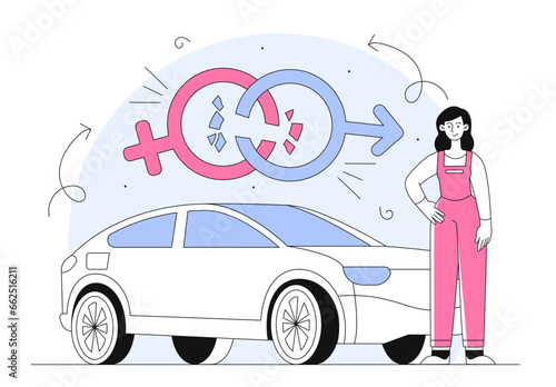 Destroy gender norms vector line concept