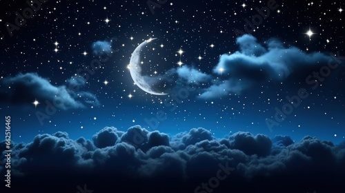 Night sky with moon and stars UHD wallpaper Stock Photographic Image
