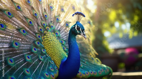 Peacock with beautiful plumage UHD wallpaper Stock Photographic Image