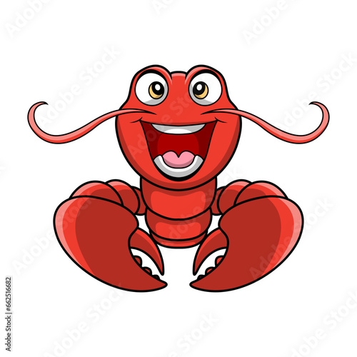 Cute lobster cartoon on white background