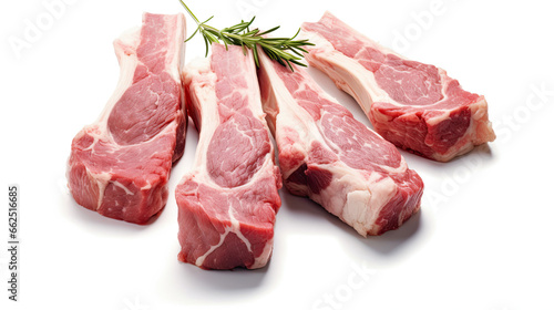 fresh raw lamb chops isolated on white background.