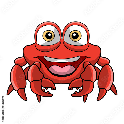 Cute crab cartoon on white background