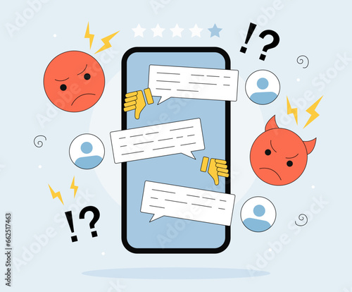 Incoming bullying message vector concept