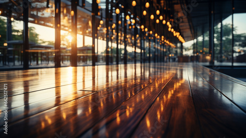 a bokeh photo of empty open space office. Generative AI