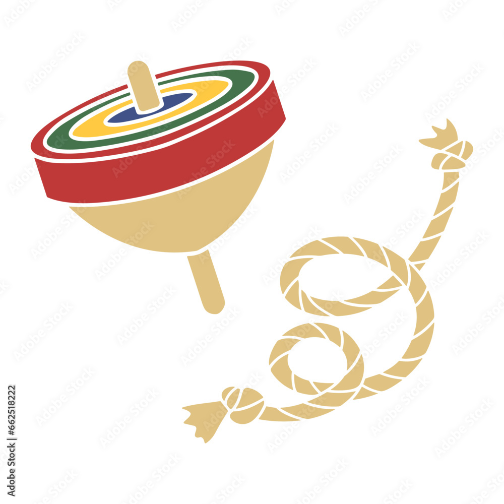独楽のイラスト、コマ回し、ベクター素材 Stock-Vektorgrafik | Adobe Stock